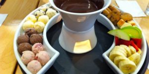 Ice cream ball fondue.