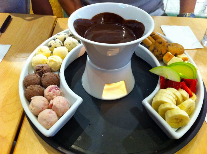 Ice cream ball fondue.