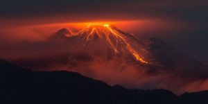 The eruption of Reventador, Ecuador.