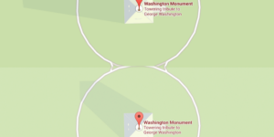 The Washington Monument’s shadow on Google Maps moves throughout the day