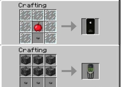 The Difference between an iPhone and a Nokia in Minecraft