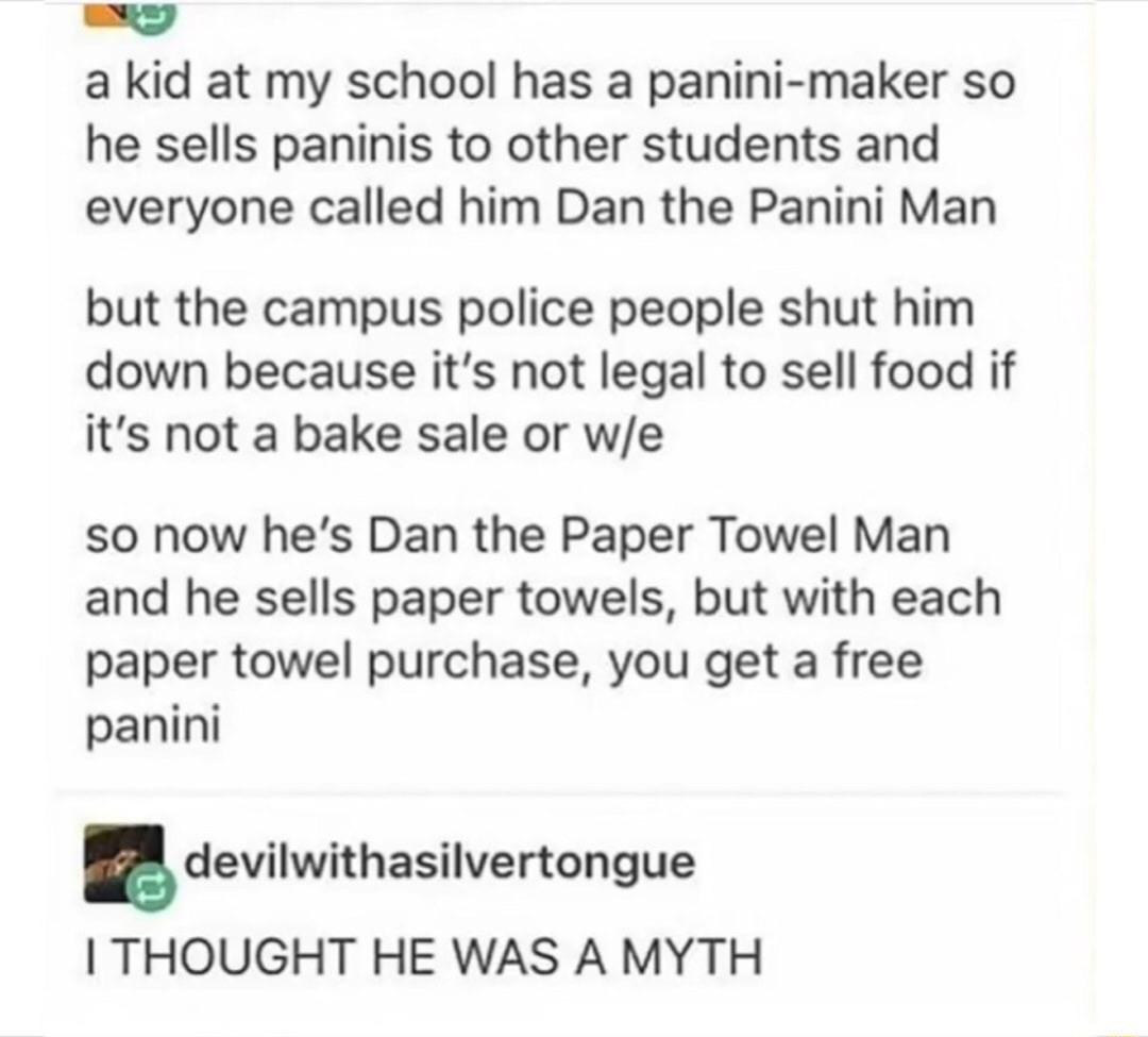 Dan and his panini's...