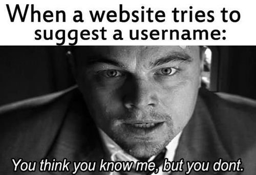 When a website tries to suggest a username.