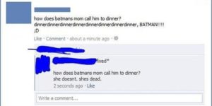 How does Batman’s mom call him to dinner?