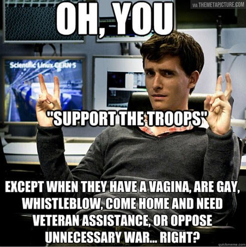 Supporting the troops.