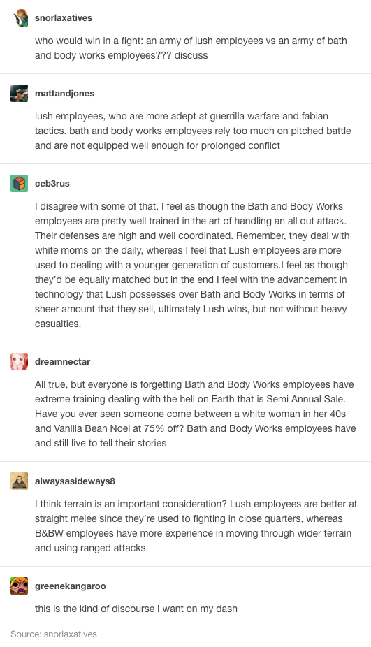 Lush employees vs Bath and Body Works employees