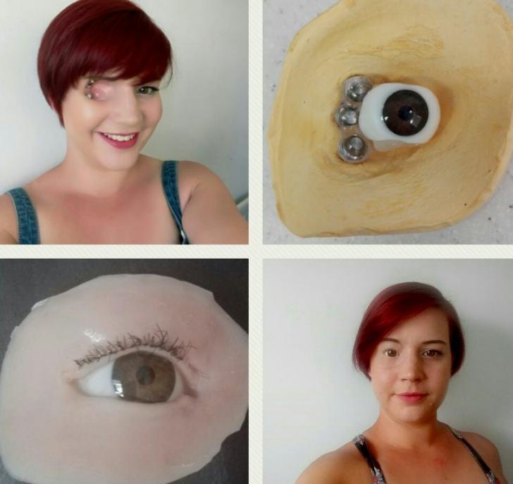 Prosthetic eyes.