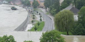 Mobile floodwall in Austria doing its job.
