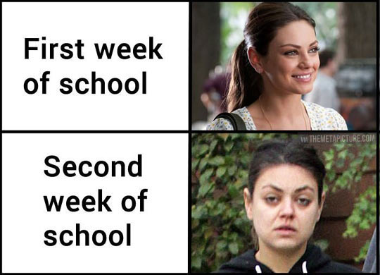 First week of school vs. the second.