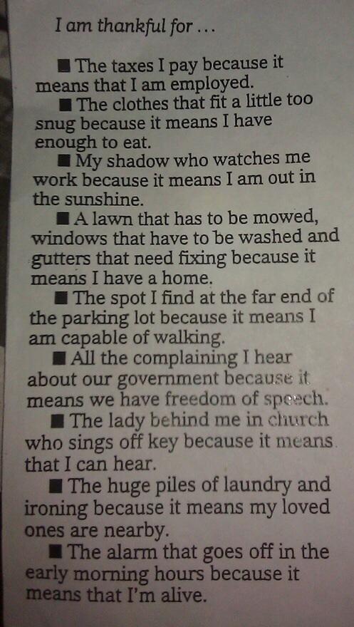 A great perspective on life.