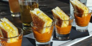 Grilled Cheese Mac & Cheese in Shots of Tomato Soup.