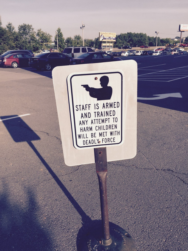 Sign at elementary school in Arkansas