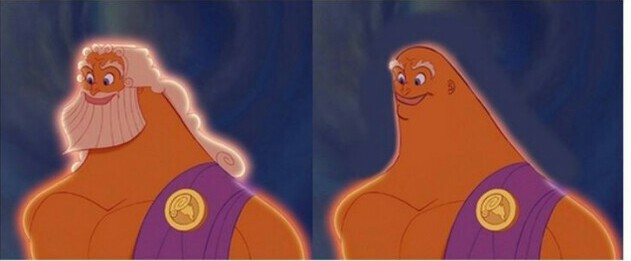 Zeus before and after shave.