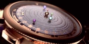 A gorgeous watch that has the planets visible from earth rotating in real-time