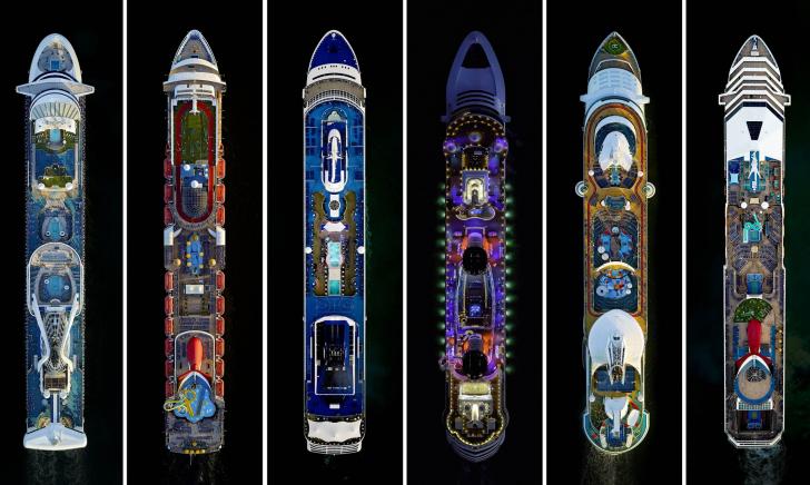 Aerial View of Cruise Ships