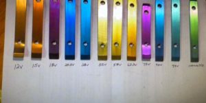 Titanium changes color with different voltages