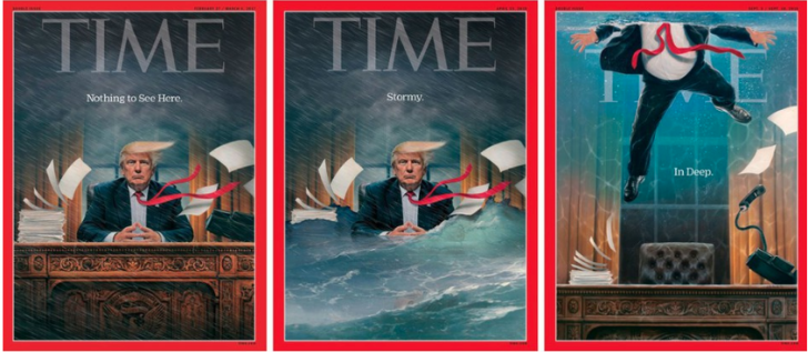 Time Magazine Covers: February 2017, April 2018, and September 2018