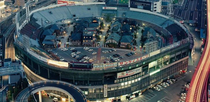 A neighbourhood inside a retired baseball stadium, Osaka, Japan.