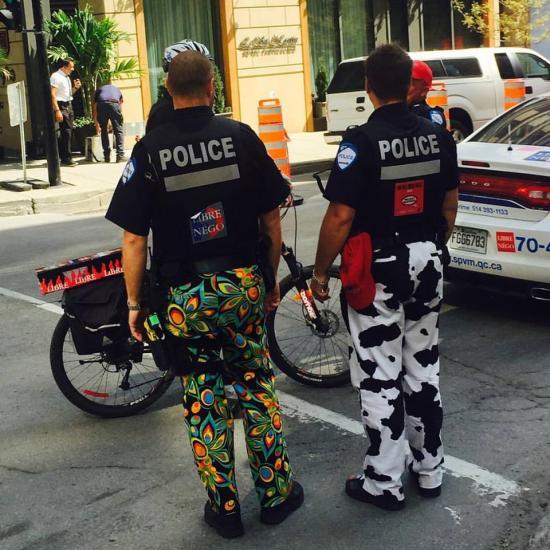 Police in Montreal are refusing to wear their work pants as a part of a labor dispute.