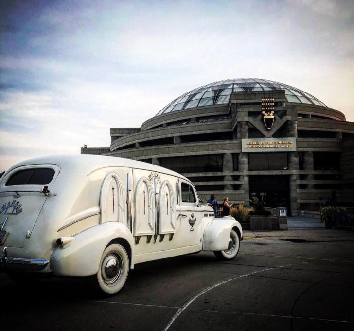 Aretha Franklin's Cadillac hearse which also carried her dad and Rosa Parks