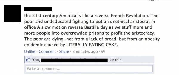 The 21st century America is like a reverse French Revolution.