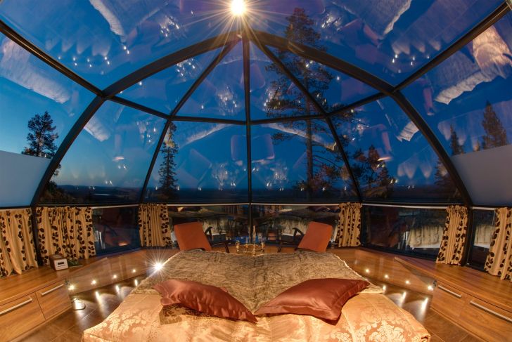 Glass Igloo Hotel in Finland designed for watching the Northern Lights