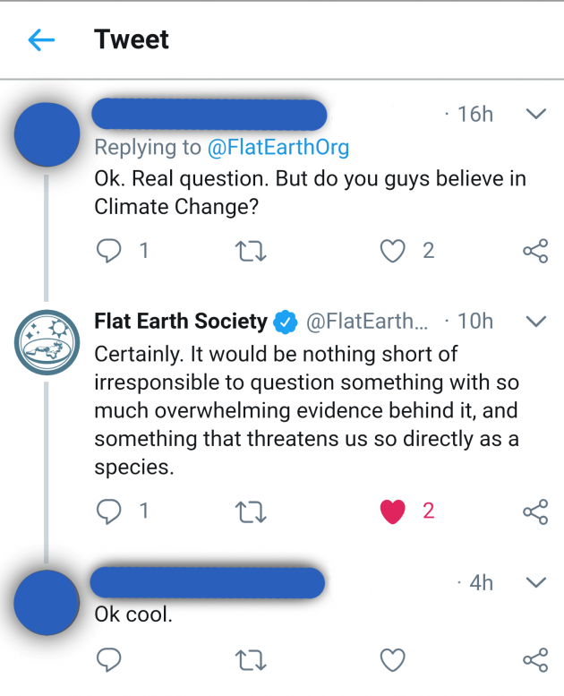 The Flat Earth Society gets it.