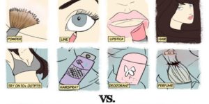 Guys vs. Women’s morning routines.