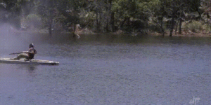 The most American way to row a boat.