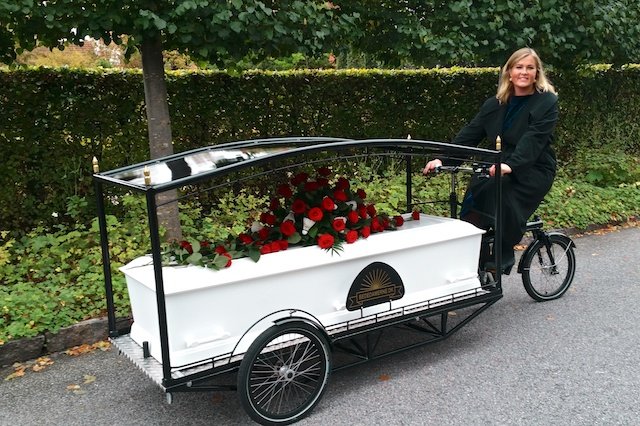 Bicycle funerals are a thing in the Netherlands.