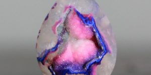 Pink and blue quartz geode