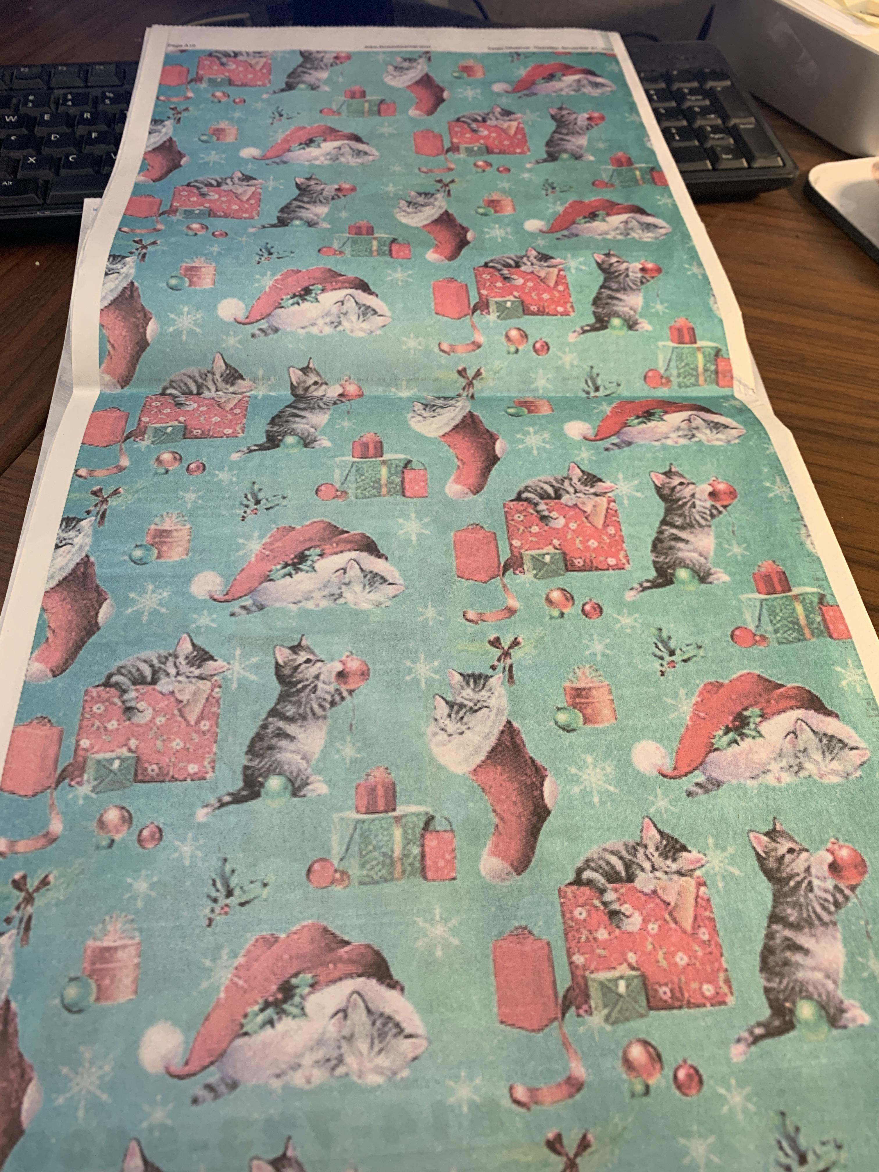 Local newspaper has a full page of cats for wrapping paper.  Online news can't compete with that.