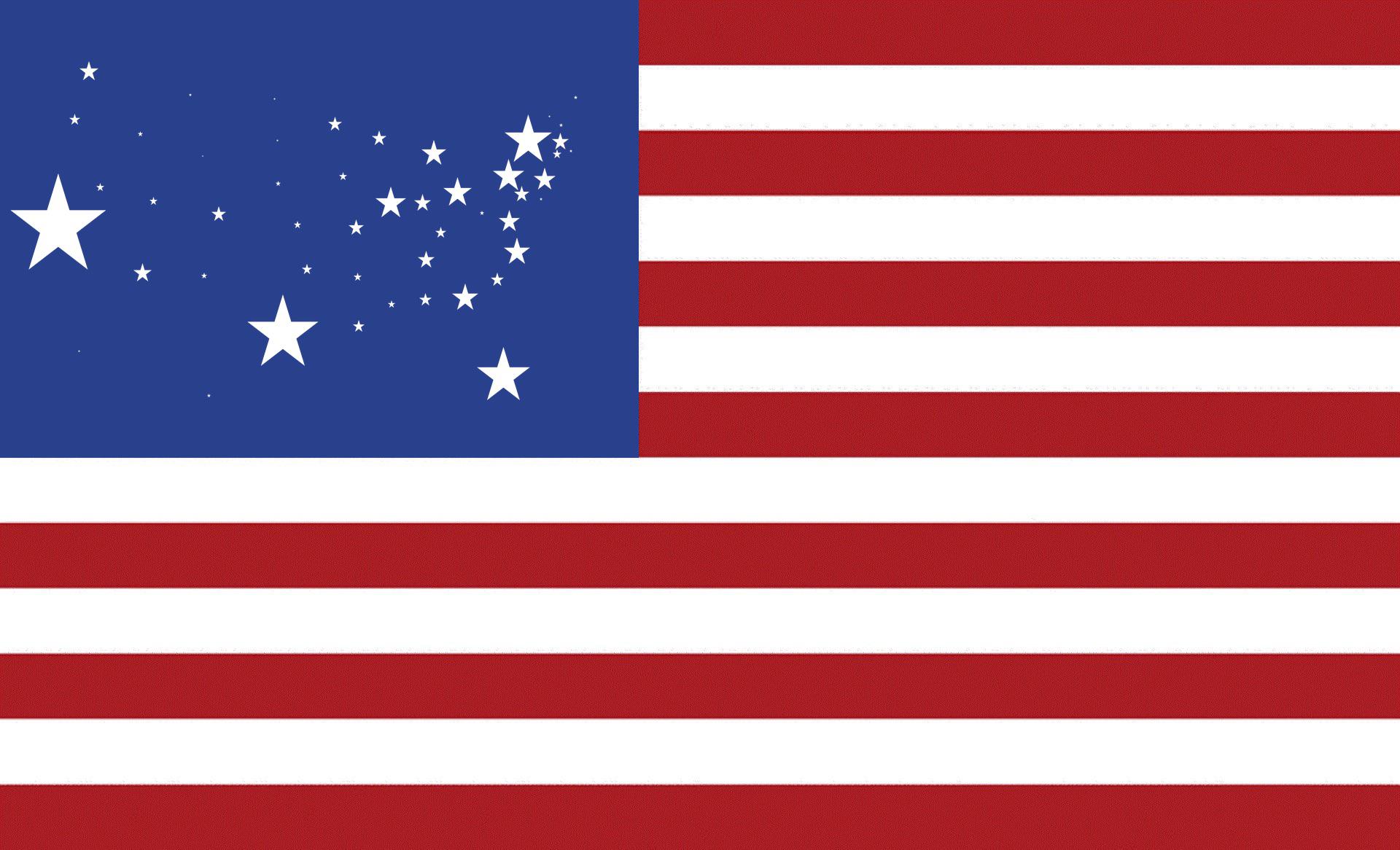 U.S. Flag but each star is scaled proportionally to their state's population and geographic location (roughly). 