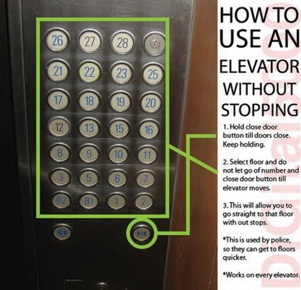 Life hack: How to use an elevator without stopping.