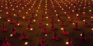 A hundred thousand monks in meditation for a better world.