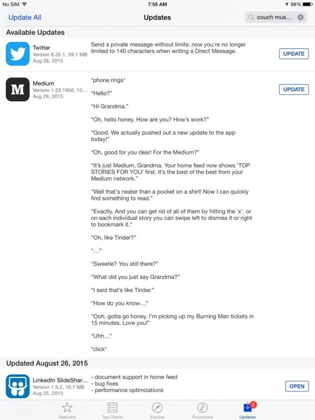 Probably the funniest App Store update I’ve ever read