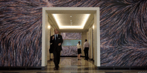 The ‘Reactive Media’ Lobby at Terrell Place, Washington DC.