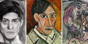 Picasso self-portrait at age 18, 25 and 90