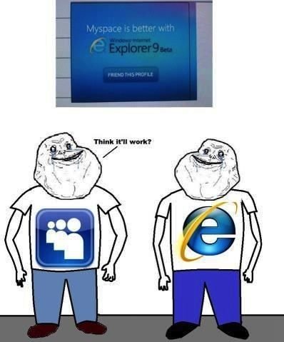 Myspace is better with IE9.