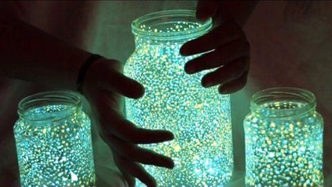 Break open a glow stick and pour some glitter in a jar and shake!