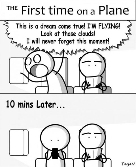 The first time on a plane.