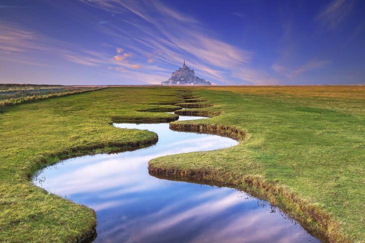 The magical and whimsical landscape of Mont Saint-Michel island in France.