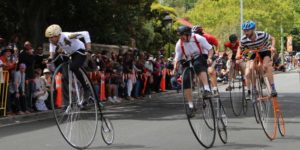 Just some casual penny farthing racing.