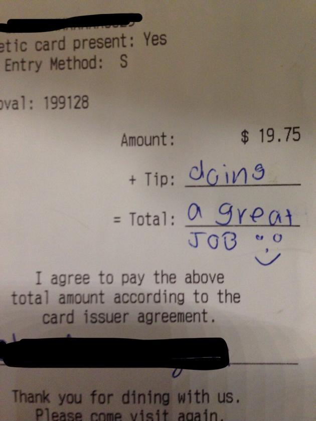 Had a customer with Down Syndrome come in. This is the tip he left me