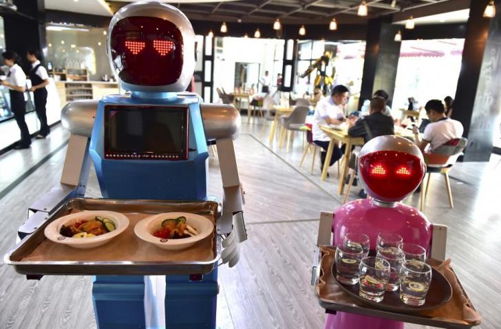 Robot food servers in Japan.