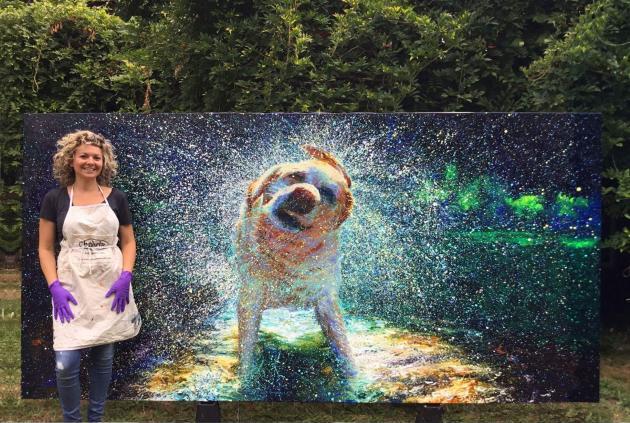 Very neat finger painting. Artist for scale