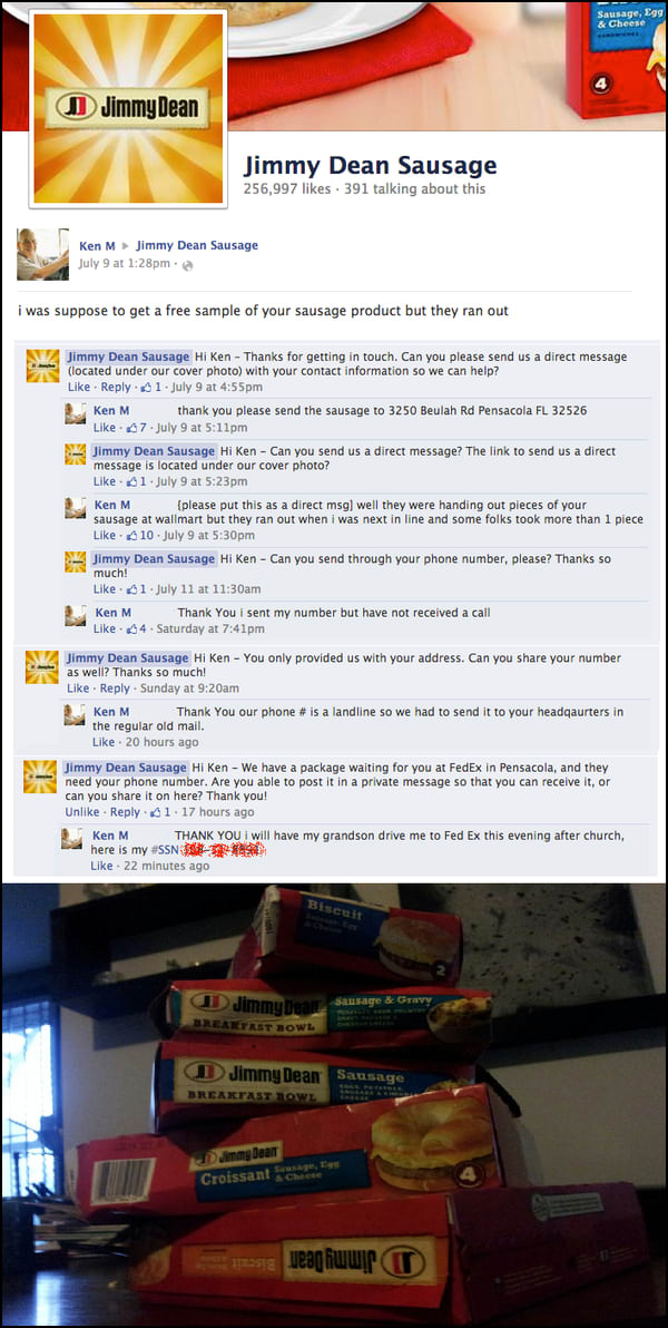 Ken M on free sausage