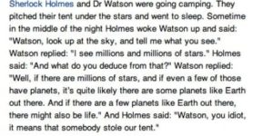 Sherlock Holmes and Dr. Watson go camping.