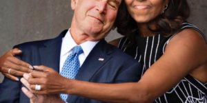 Michelle hugging Bush