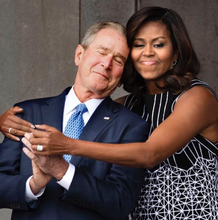 Michelle hugging Bush